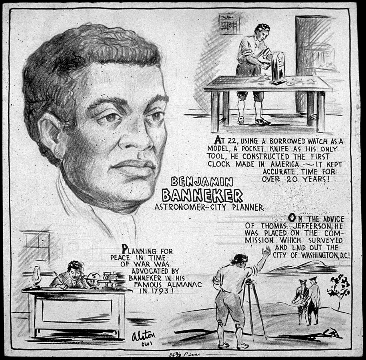 Banneker as commemorated by the National Archives (NARA), tied to his dual legacy as astronomer and federal district contributor. Public domain, NARA via Wikimedia Commons.
